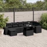 Cumpara ieftin Gossi set mobilier de gradina cu perne, 8 piese, negru, poliratan