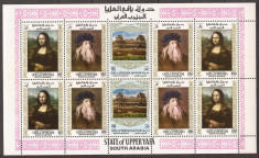 ARABIA DE SUD(UPPERYAFA) PICTURA L. DA VINCI ( bloc dt.) MNH foto