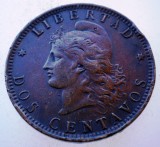 7.813 ARGENTINA 2 DOS CENTAVOS 1890, America Centrala si de Sud, Cupru (arama)