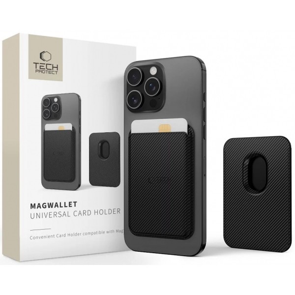 Portofel MagSafe, Tech-Protect, Magwallet Carbon, Negru