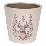 Cumpara ieftin Ghiveci flori ceramica bej maro Ren 21x20 cm