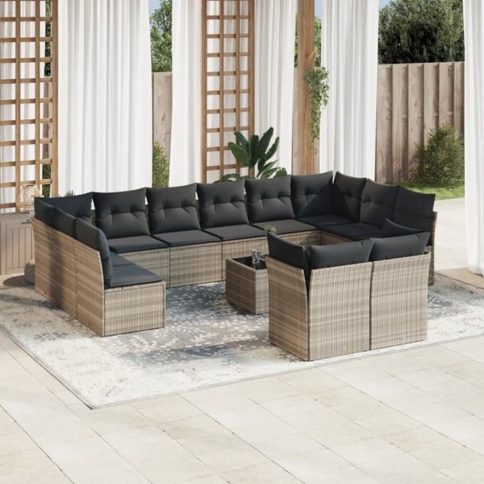 Gossi set canapele de gradina cu perne, 13piese gri deschis poliratan