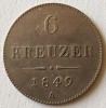 (A816) MONEDA DIN ARGINT AUSTRIA - 6 KREUZER 1849, LIT. A (VIENA), FRANZ JOSEPH, EROARE DE BATERE, MATRITA SPARTA, Europa