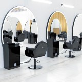 Consolă profesională pentru coafură, frizerie și cosmetică, cu oglindă LED neagră 200x120
