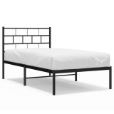 Cumpara ieftin Cadru de pat din metal cu tablie, negru, 100x200 cm