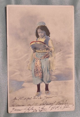 Dansatoare in costum oriental, Carte postala veche, circulata - corespondenta, datata anul 1912 foto