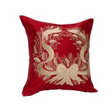 Perna Craciun poliester rosu auriu 45x45 cm