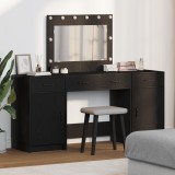 vidaXL Set masă toaletă cu LED, 3 piese, negru, lemn prelucrat