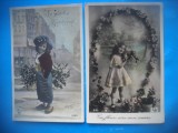 HOPCT 1809 COPII--ROMANTICA-FRANTA-LOT 2 CARTI POSTALE VECHI-CIRCULATE