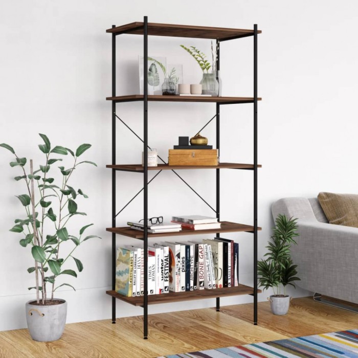 vidaXL Unitate de rafturi pe 5 niveluri negru și natural, 80x40x163 cm 336349