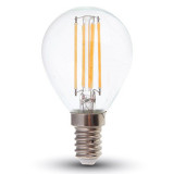 Bec cu filament LED V-tac, E14, P45, 6W, 6400K, lumina rece