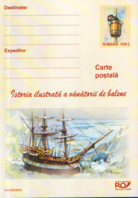 Intreg postal CP necirculat 2002 -Istoria ilustrata a vanatorii de balene foto