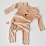 Salopeta BabyCosy Maneca Lunga Bumbac Organic Modal Somon Unisex 12-18 Luni