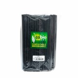 Set 150 Paie Biodegradabile, Compostabile, Drepte, Negre, 250X8mm