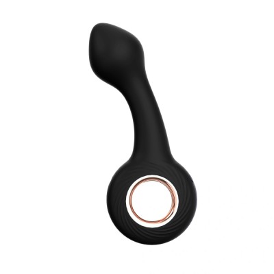 Vibrator Anal Ken, 12 Moduri Vibratii, Silicon, USB, Negru, 13.8 cm, Guilty Toys foto