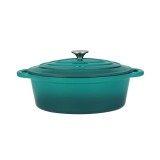Oala de fonta emailata cu capac, maner din inox, turcoaz, 4.2 L, Perfect Home