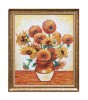 Tablou pictat manual inramat, Vaza cu floarea soarelui, 70x60cm ulei pe panza, reproducere Vincent van Gogh