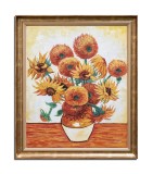 Cumpara ieftin Tablou pictat manual inramat, Vaza cu floarea soarelui, 70x60cm ulei pe panza, reproducere Vincent van Gogh