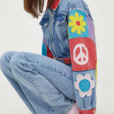 Moschino Jeans geaca jeans femei, de tranzitie, oversize