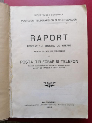 Raport asupra seviciilor de Posta Telegraf si Telefon foto