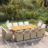 vidaXL Set mobilier de grădină cu perne, 13 piese, bej, poliratan 3095582