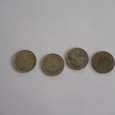 set 4 monede Bun pentru 1 leu- 1924 - România - circulate,necuratate!
