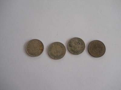 set 4 monede Bun pentru 1 leu- 1924 - Rom&amp;acirc;nia - circulate,necuratate! foto