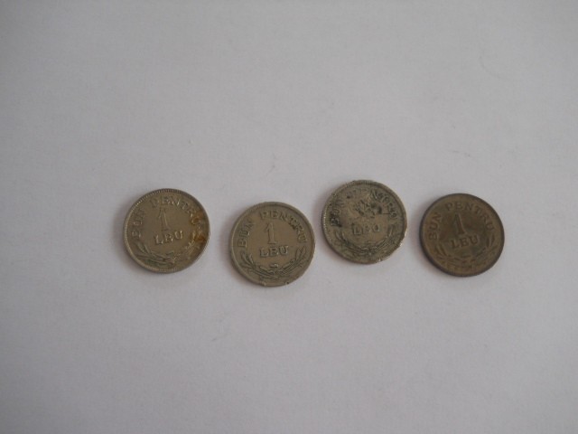 set 4 monede Bun pentru 1 leu- 1924 - Rom&acirc;nia - circulate,necuratate!