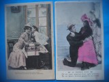 HOPCT 1632 CUPLU-ROMANTICA-FRANTA--LOT 2 CARTI POSTALE VECHI-CIRCULATE