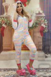 PJS225-5 Set pijama kigurumi model unicorn si papuci de casa pufosi