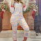 PJS225-5 Set pijama kigurumi model unicorn si papuci de casa pufosi