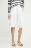 MM pantaloni scurti femei, culoarea alb, neted, high waist, 2516781027600