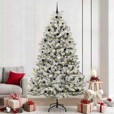 vidaXL Brad de Crăciun artificial Verde și alb 240 cm PVC și Metal 3395767 foto