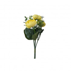 Floare artificiala Ranunculus, Decoris, 12 x 4 x 23 cm, poliester, galben