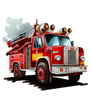 Cumpara ieftin Sticker decorativ, Masina de Pompieri, Rosu, 70 cm, 1214STK