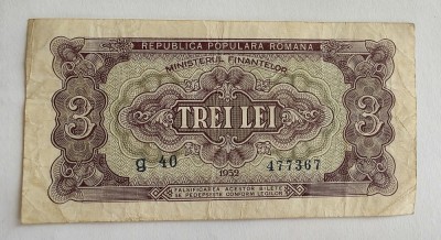 Romania - 3 Lei 1952 foto
