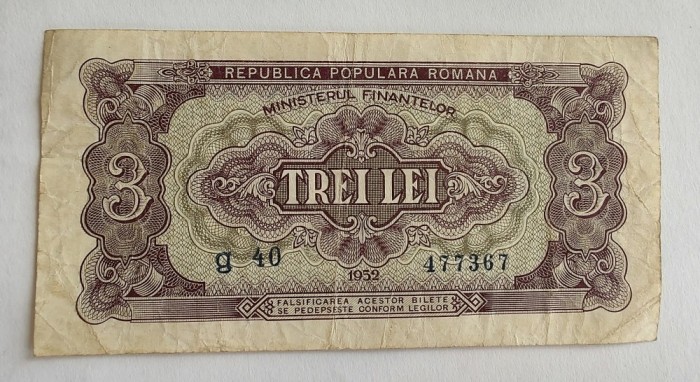 Romania - 3 Lei 1952
