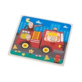 Puzzle din lemn pentru copii cu vehicule,2 piese 15 x 15 cm