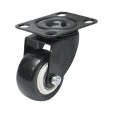 Roata pivotanta din PVC negru 50x24 mm, cu placa otel, 40 kg