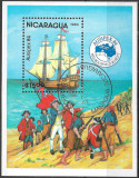 NICARAGUA 1984 - EXPOZIȚIA MONDIALĂ DE FILATELIE AUSIPEX - COLIȚĂ UZATĂ (T506)