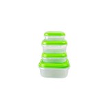 Set 4 cutii alimente, patrate, Fresco 400 ml, 800 ml, 1 l, 2 l, verzi