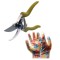 Foarfeca gradina, tip bypass, otel SK5, verde, manusi latex, 22 cm, XTline