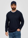 Pulover barbati big size, subtire cu decolteu la baza gatului, Bleumarin, 2XL