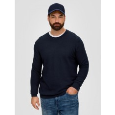 Pulover barbati big size, subtire cu decolteu la baza gatului, Bleumarin, 2XL