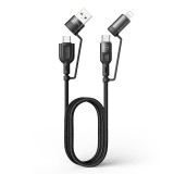 Cablu Date si Incarcare USB + USB - Lightning / USB Type-C / MicroUSB McDodo 4in1, 1.2 m, Negru CA-8070