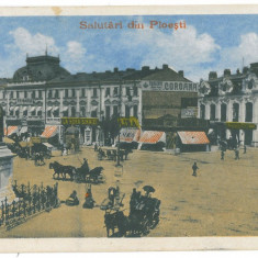 4649 - PLOIESTI, Market, Romania - old postcard, CENSOR - used - 1918