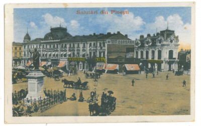 4649 - PLOIESTI, Market, Romania - old postcard, CENSOR - used - 1918 foto