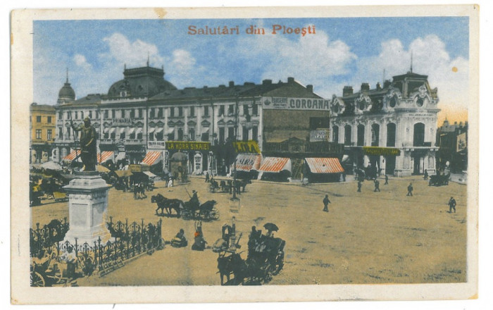 4649 - PLOIESTI, Market, Romania - old postcard, CENSOR - used - 1918