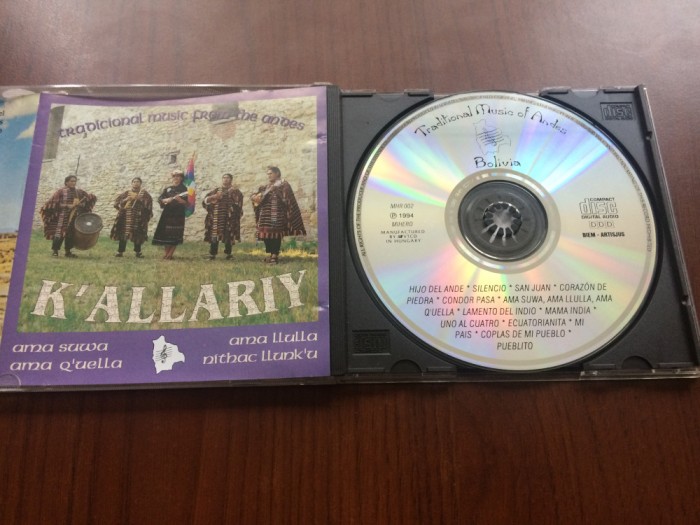 k&#039;allariy traditional music of andes cd disc muzica folclor latin latino bolivia