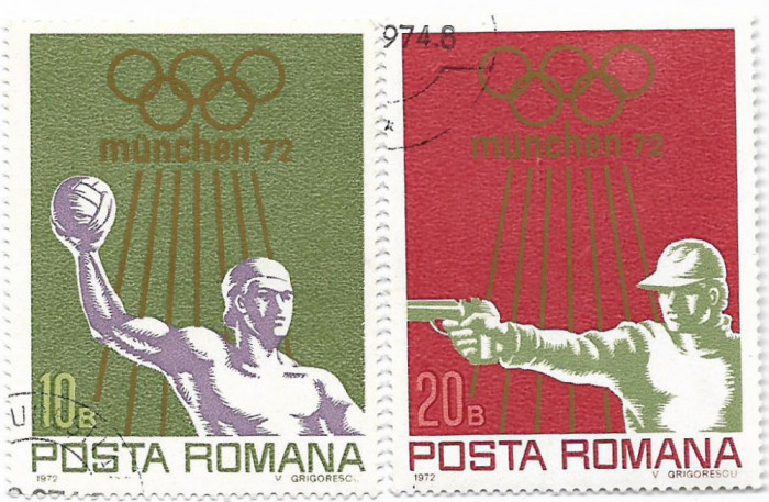 Jocurile Olimpice de Vara - Munchen, 1972 - 10 B, 20 B, obliterate